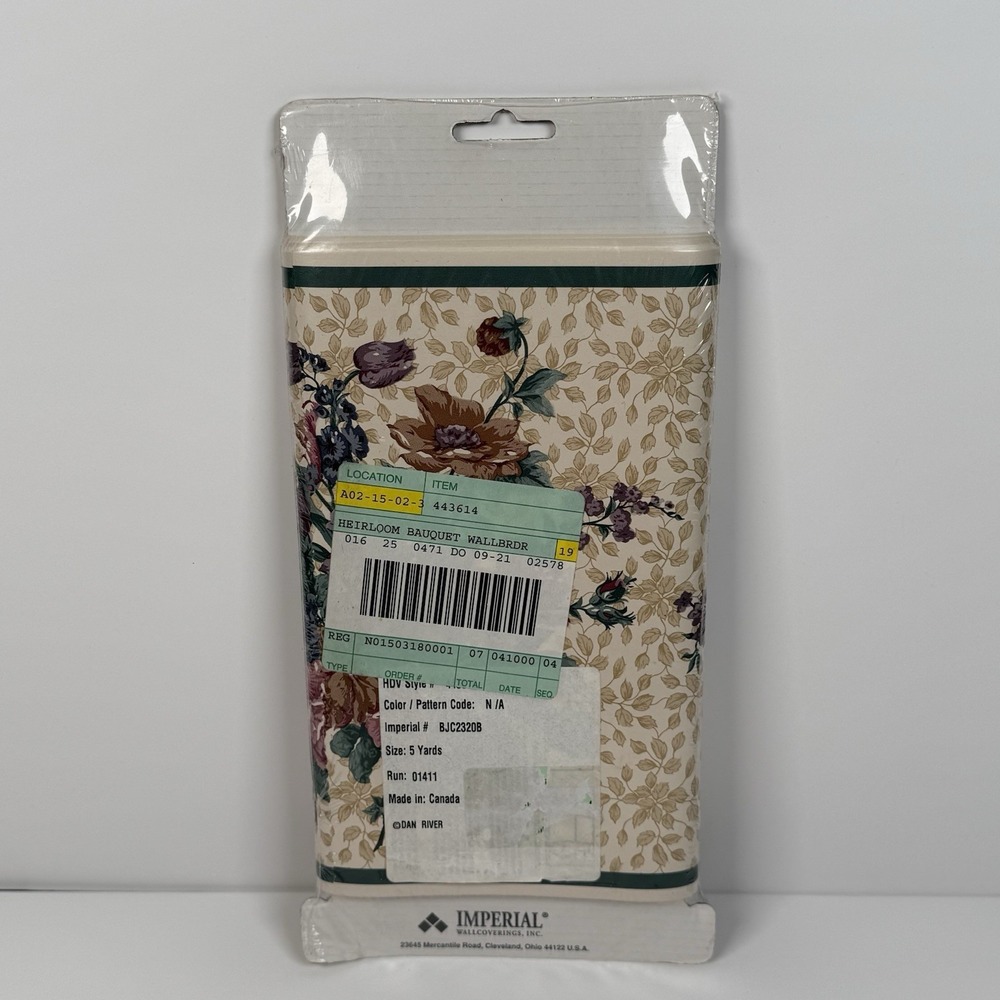 Domestications Wallpaper Border 9 Inch 5 Yards Pre-Pasted Heirloom Floral Flower - Picture 2 of 6